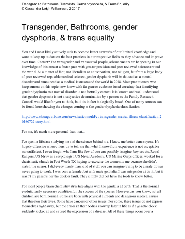 (PDF) Transgender bathrooms transkids gender dysphoria trans equality