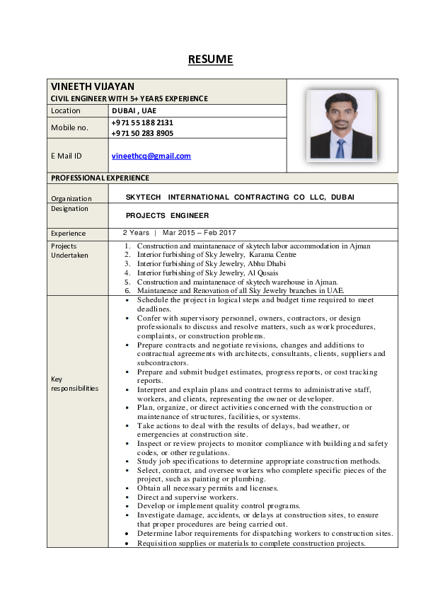 pdf vineeth civil engineer vineeth vijayan academia edu site engineer responsibilities pdf