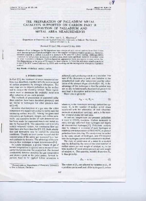 (PDF) The preparation of palladium metal catalysts supported on carbon ...