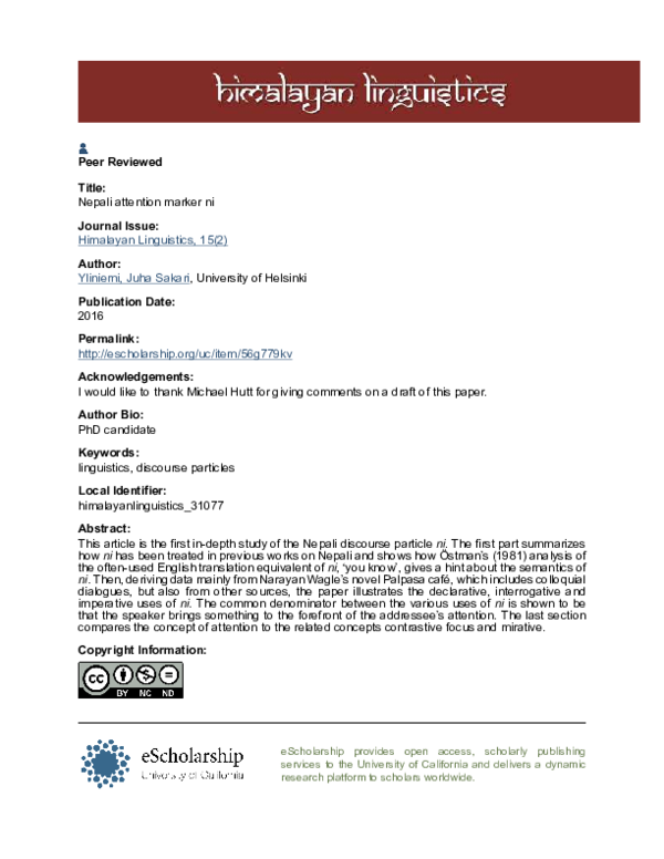 Pdf Nepali Attention Marker Ni Juha Yliniemi Academia Edu