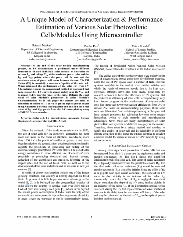 (PDF) A unique model of Characterization & performance estimation of ...