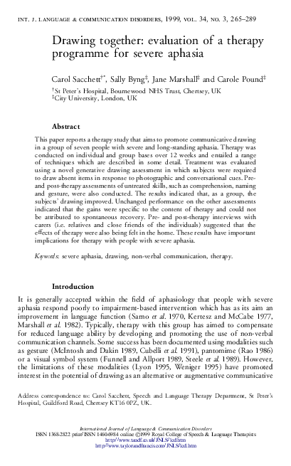 (PDF) Drawing together: evaluation of a therapy programme for severe ...