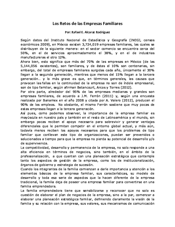 (PDF) Los Retos de las Empresas Familiares