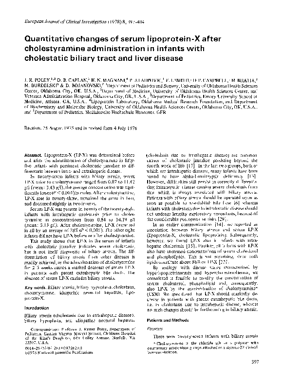 (PDF) Quantitative changes of serum lipoproteinX after cholestyramine