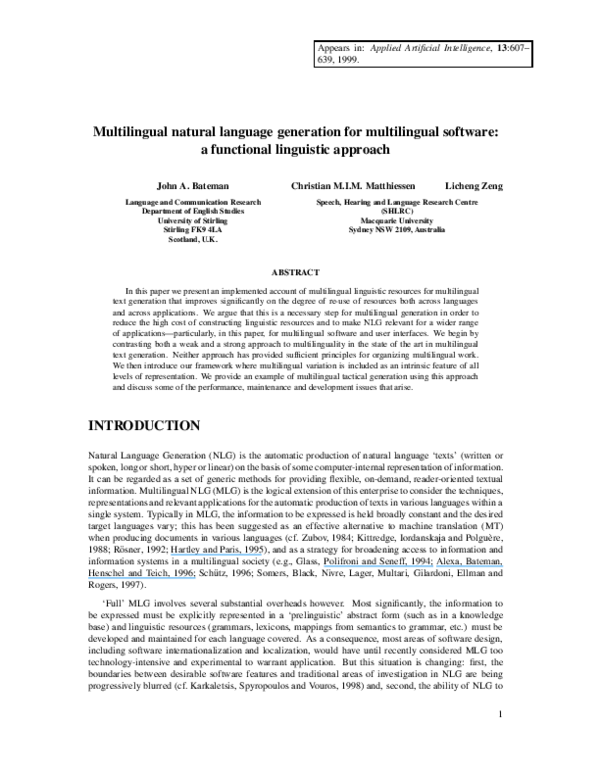 (PDF) Multilingual natural language generation for multilingual ...
