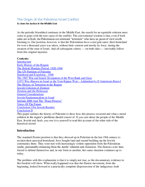 The Origin of the PalestineIsrael Conflict Azim Islam Academia.edu