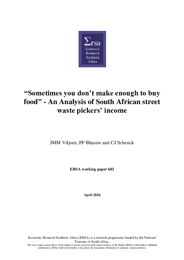 (PDF) "Sometimes you don't make enough to buy food" An analysis of