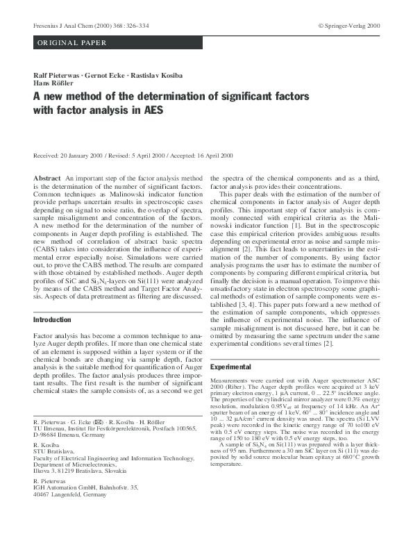 (PDF) A new method of the determination of significant factors with ...