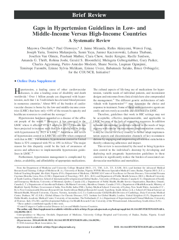 (PDF) Gaps in hypertension guidelines in low- and middle-income ...