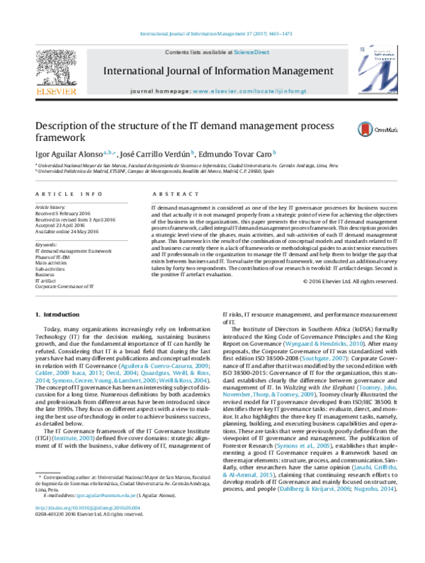 (PDF) Description of the structure of the IT demand management process ...