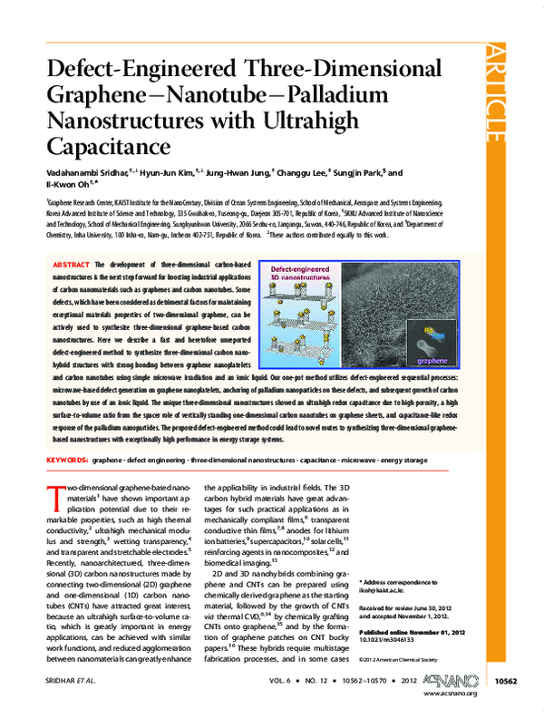 PDF) Defect-Engineered Three-Dimensional Graphene–Nanotube