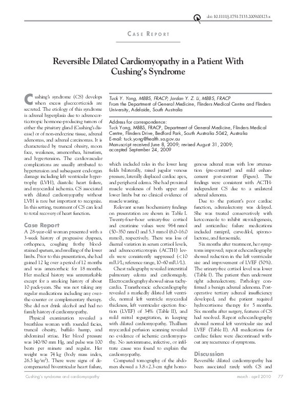 (PDF) Reversible Dilated Cardiomyopathy in a Patient With Cushing’s