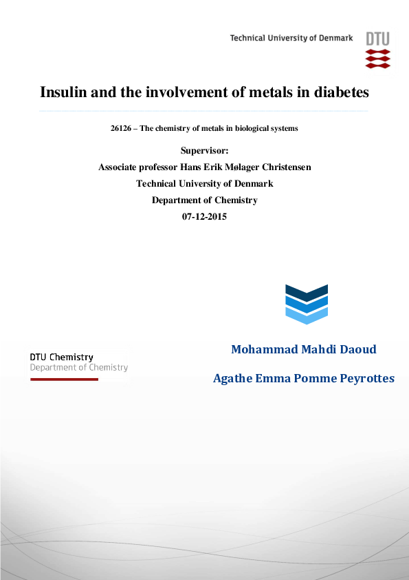 (PDF) Insulin and the involvement of metals in diabetes Mohammad