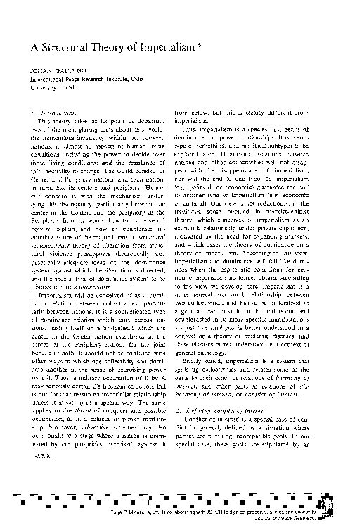 (PDF) A Structural Theory of Imperialism
