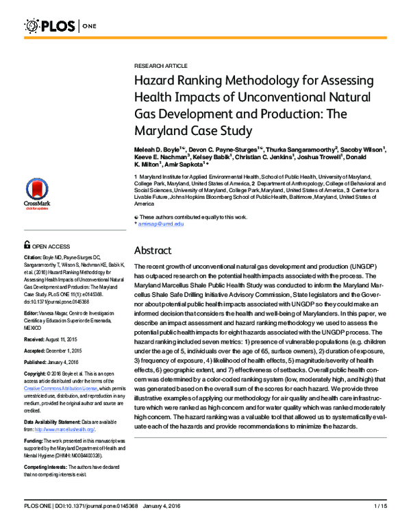 (PDF) Hazard Ranking Methodology for Assessing Health Impacts of ...