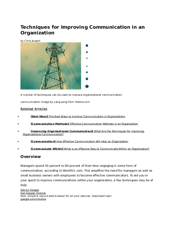 (DOC) Techniques for Improving Communication in an Organization