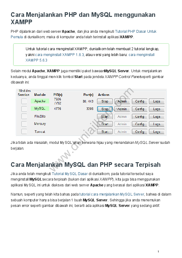 (PDF) Cara Menjalankan PHP dan MySQL menggunakan XAMPP | Yunita Adriani ...