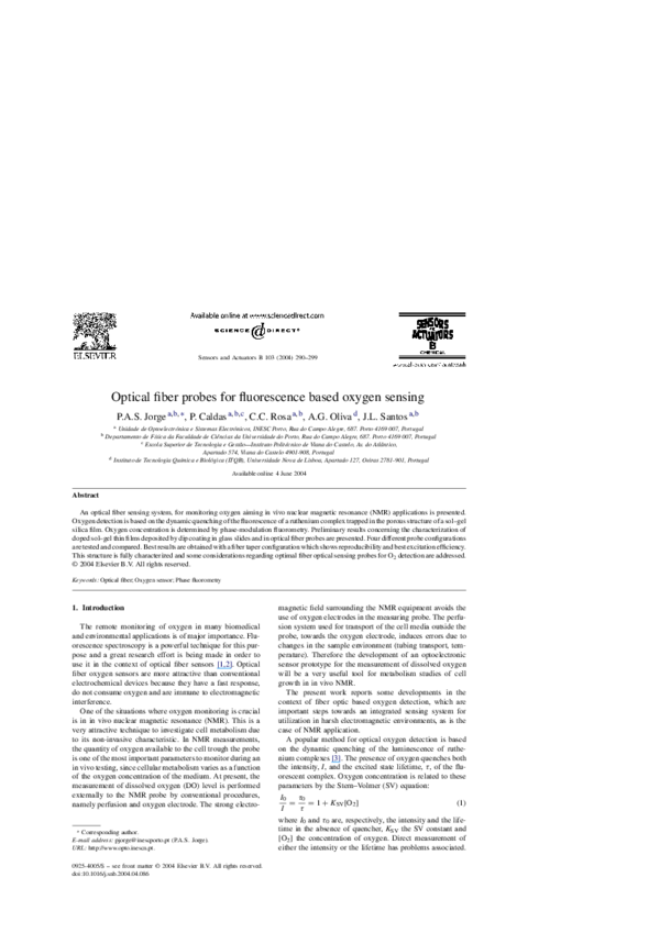 (PDF) Optical fiber probes for fluorescence based oxygen sensing