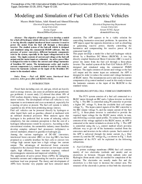 (PDF) Modeling and simulation of fuel cell electric vehicles Ahmad