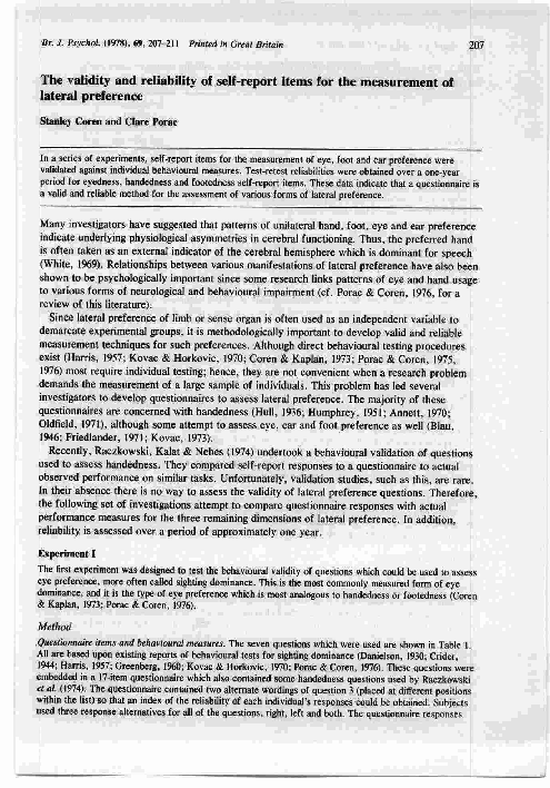 (PDF) The validity and reliability of self-report items for the ...