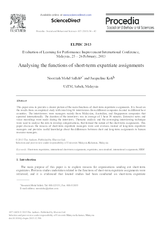 Pdf Analysing The Functions Of Short Term Expatriate Assignments Noorziah Salleh Academia Edu Pdf Analysing The Functions Of Short Term Expatriate Assignments Noorziah Salleh Academia Edu