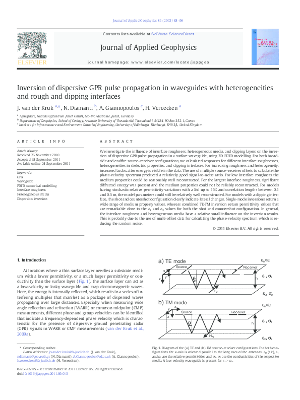(PDF) Inversion of waveguide induced dispersive GPR data including ...