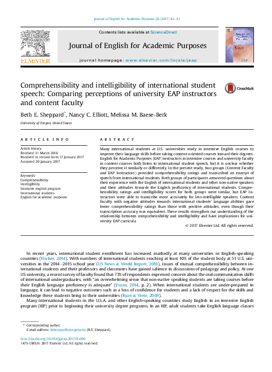 (PDF) Comprehensibility and intelligibility of international student ...