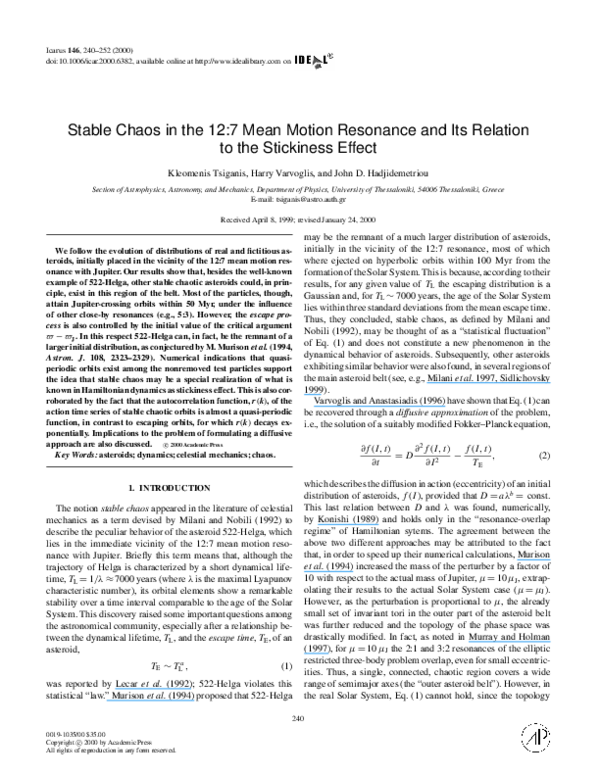 (PDF) Stable Chaos in the 12:7 Mean Motion Resonance and Its Relation ...
