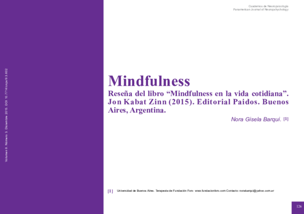 (PDF) Mindfulness Reseña del libro “Mindfulness en la vida cotidiana