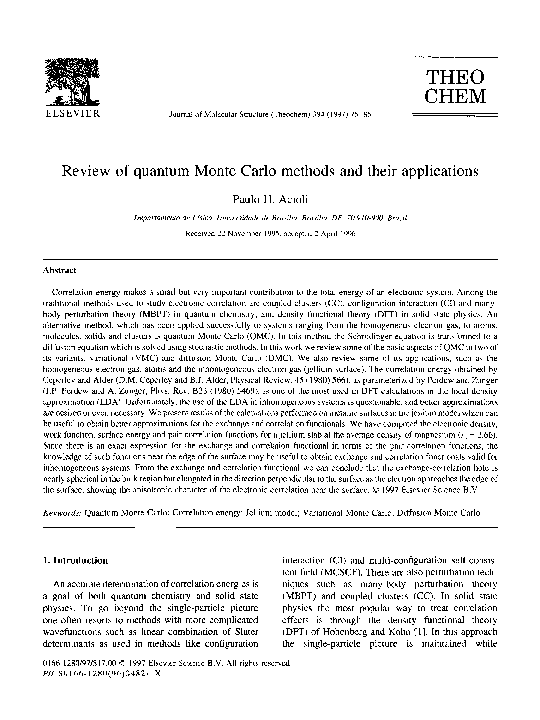 (PDF) Review of quantum Monte Carlo methods and their applications