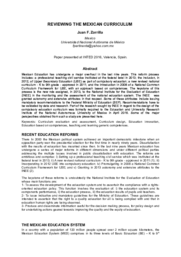 Doc Reviewing The Mexican Curriculum