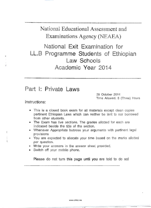 (PDF) National Educational Assessment and Examinations Agency (NEAEA) National Exit Examination