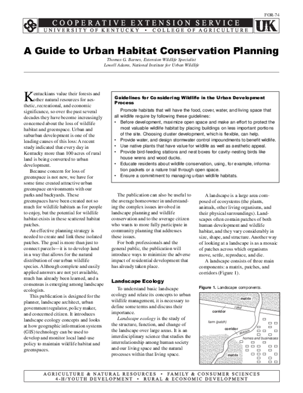 (PDF) A guide to urban habitat conservation planning Lowell Adams