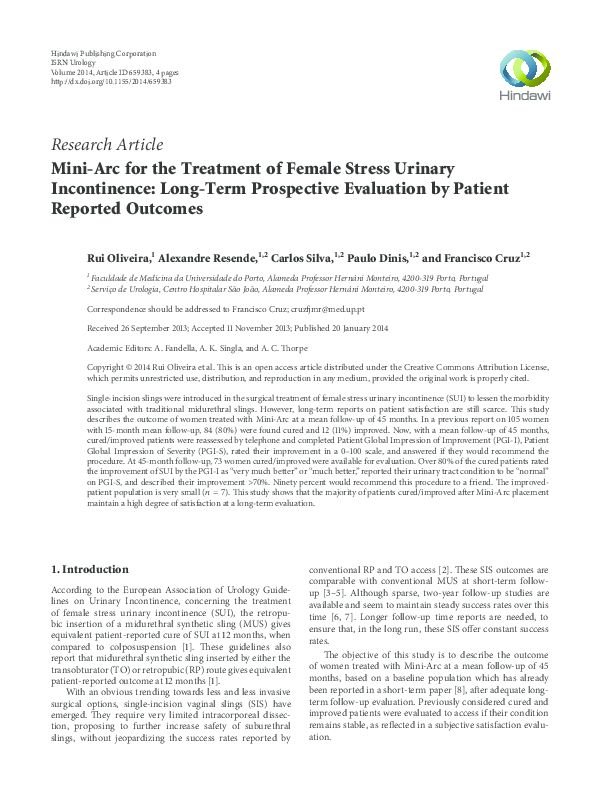 (PDF) Mini-arc for the treatment of female stress urinary incontinence ...
