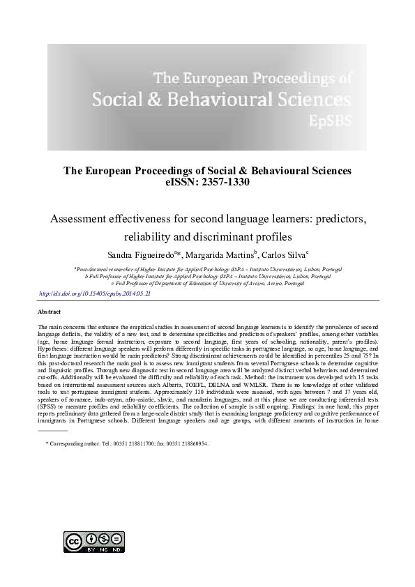 (PDF) Assessment effectiveness for second language learners predictors