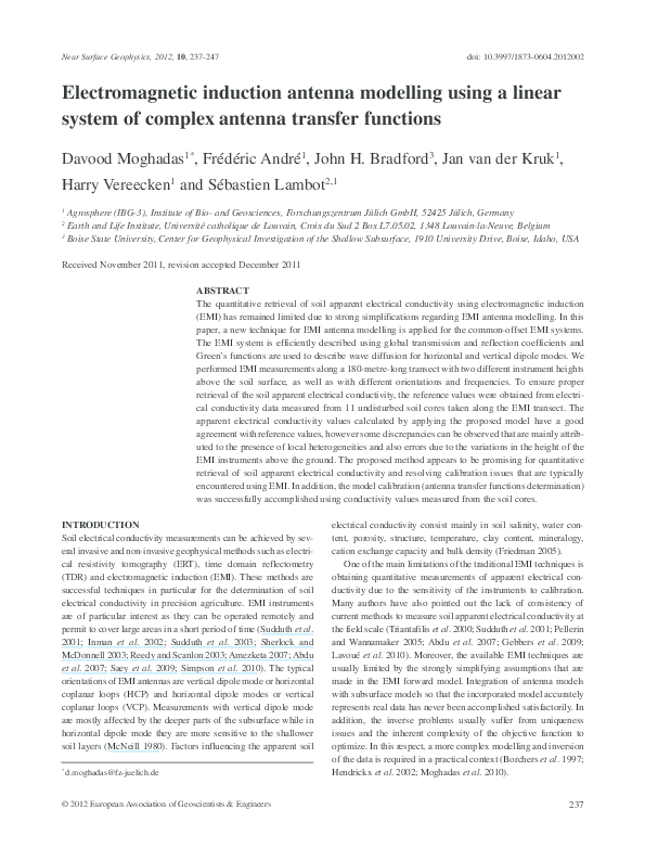 (PDF) induction antenna modelling using a linear system