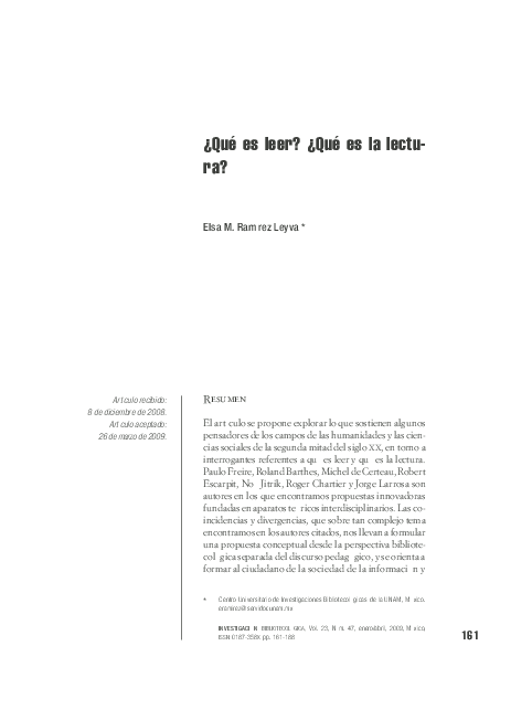Qué es leer Ramírez Leyva
