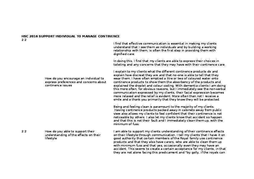 Explain how a change of environment may increase incontinence image