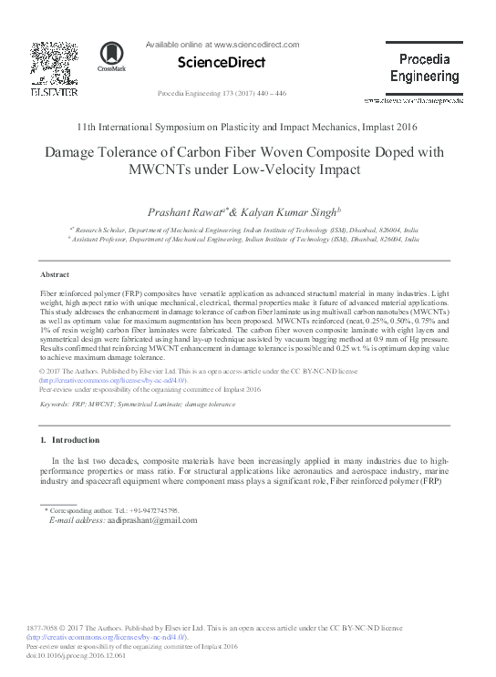(PDF) Damage Tolerance of Carbon Fiber Woven Composite Doped with ...