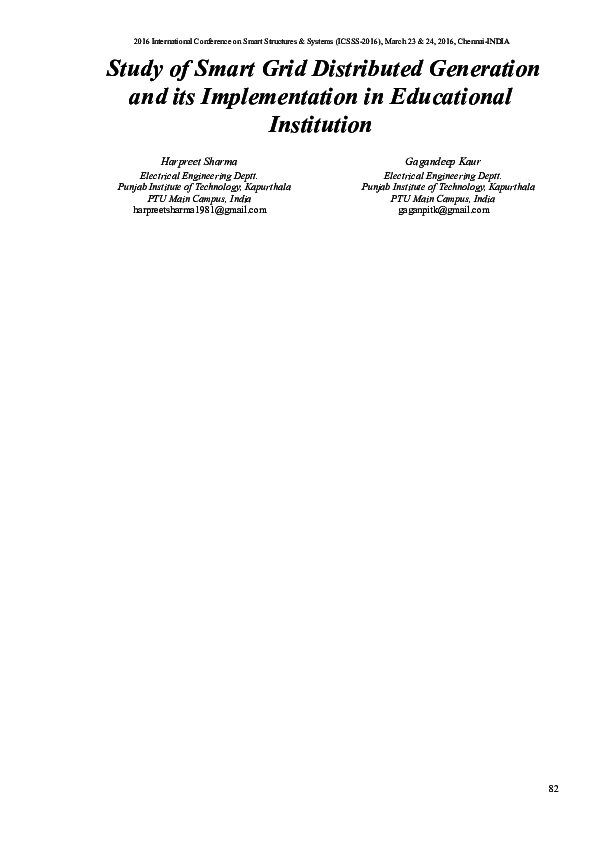 (DOC) Study of Smart Grid Distributed Generation and its Implementation ...