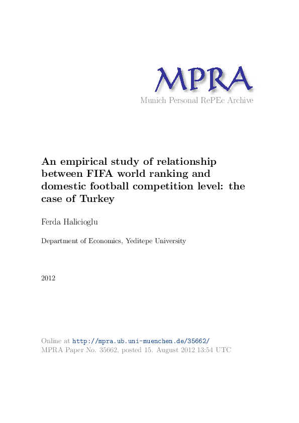 (PDF) An empirical study of relationship between FIFA world ranking and ...
