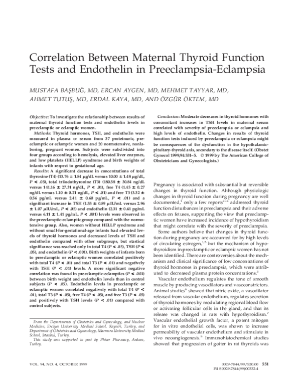 (PDF) Correlation between maternal thyroid function tests and ...