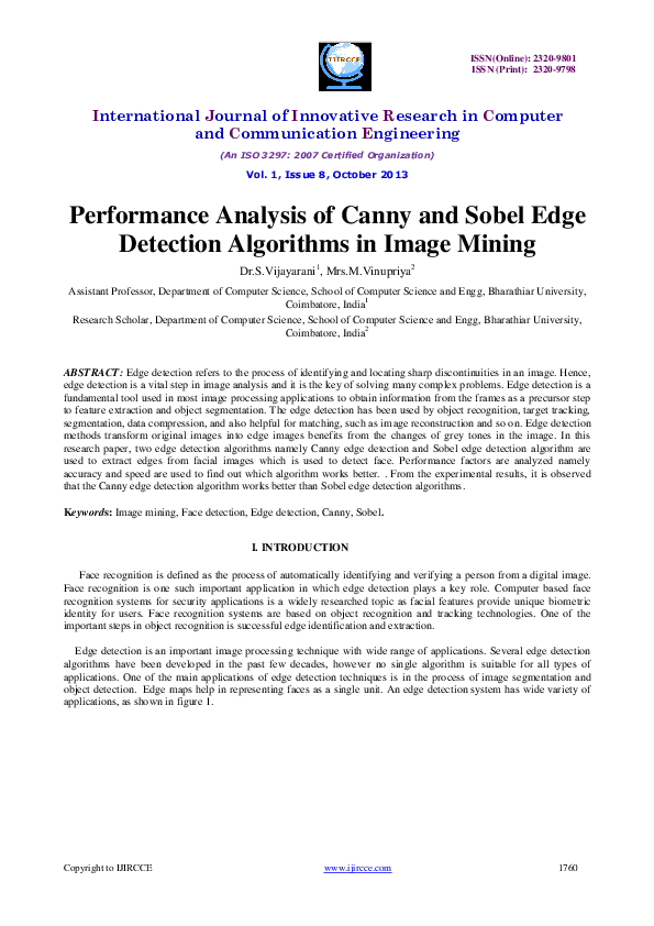 (PDF) Performance Analysis of Canny and Sobel Edge Detection Algorithms ...