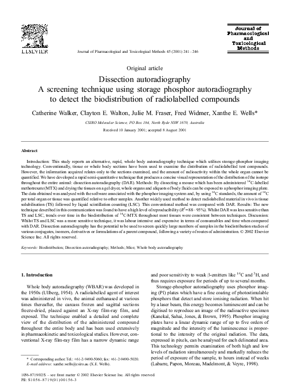 (PDF) Dissection autoradiography A screening technique using storage