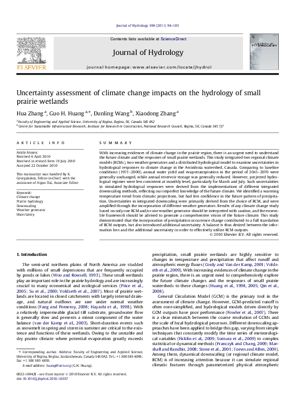 (PDF) Uncertainty assessment of climate change impacts on the hydrology ...