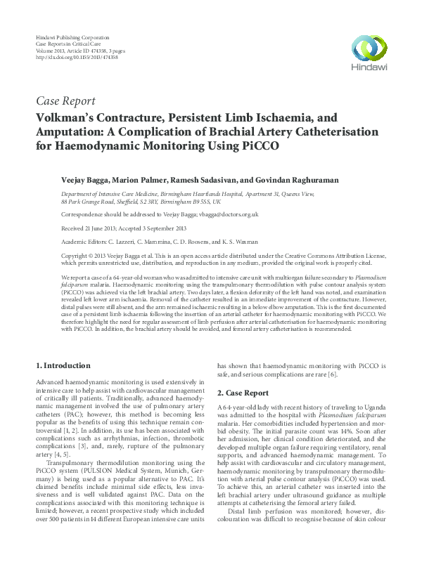 (PDF) Volkman’s Contracture, Persistent Limb Ischaemia, and Amputation ...