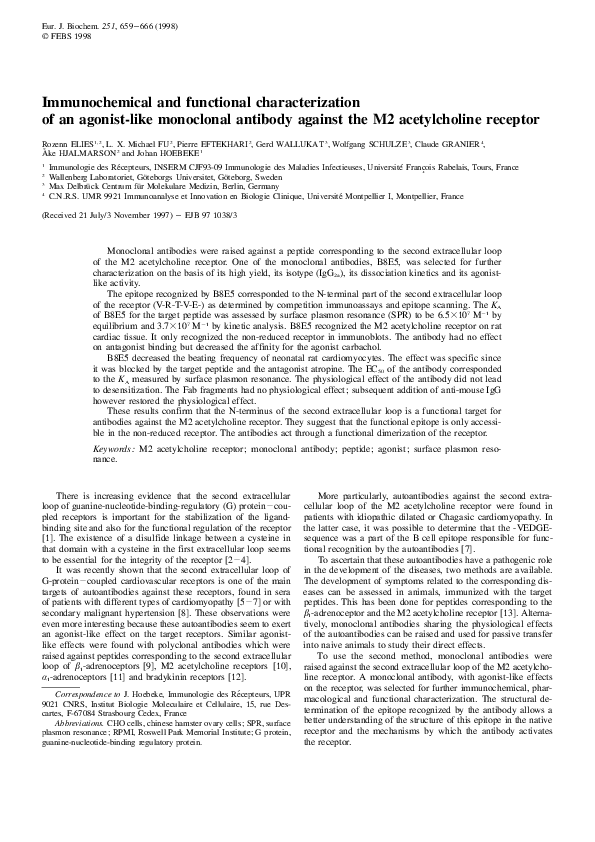 (PDF) Immunochemical and functional characterization of an agonist-like ...