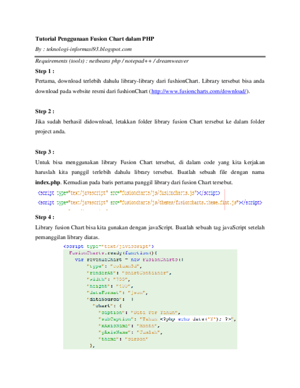 (PDF) Tutorial Penggunaan Fusion Chart dalam PHP