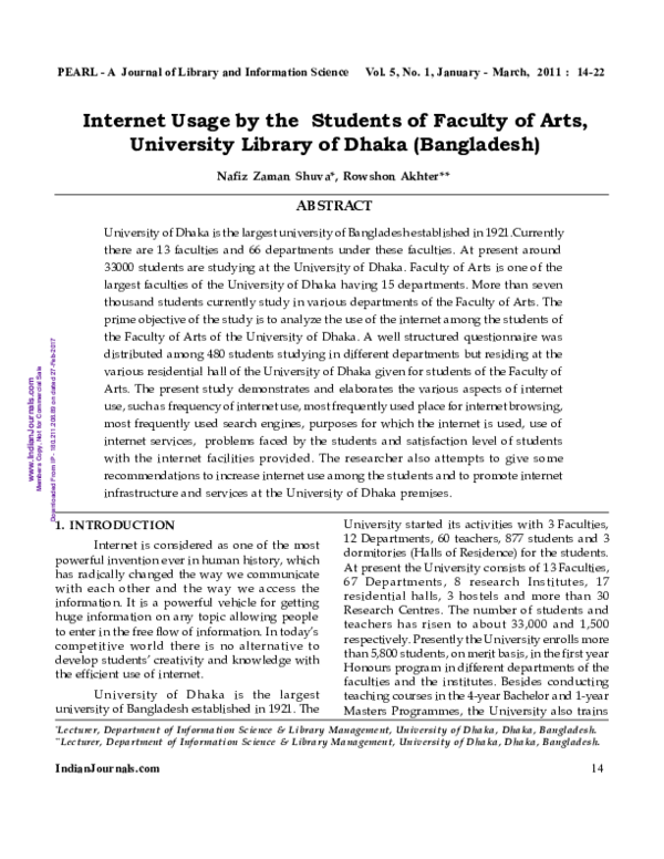 (PDF) Internet Usage by the Students of Faculty of Arts University ...