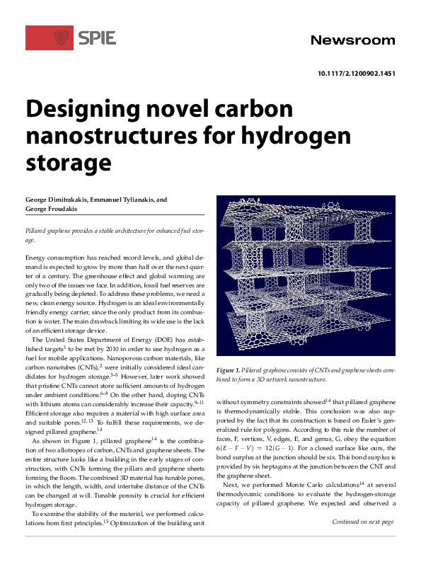 (PDF) Designing novel carbon nanostructures for hydrogen storage